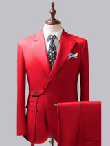 Men's Suits 2 Pieces Tailored Fit Belted Notch Lapel Formal Outfit for Party and Wedding