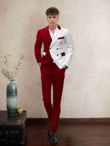 Men's Suits 2 Pieces Tailored Fit Double Breasted Peak Lapel Contrast Party Outfit