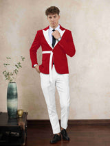 Men's Suits 2 Pieces Tailored Fit One Button Peak Lapel Contrast Belted Formal Wear for Special Occasions