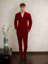 Men's Suits 2 Pieces Tailored Fit Tailored Fit Belted Peak Lapel Wrap Design Wedding Outfit