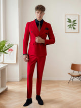 Men's Suits 3 Pieces Slim Fit Double Breasted Wedding Outfit Elegant Gentleman Look