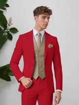 Men's Suits 3 Pieces Tailored Fit Elegant Wedding Groom Outfit