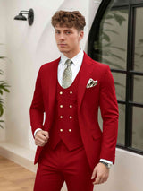 Men's Suits 3 Pieces Tailored Fit One Button Elegant Wedding Groom Outfit