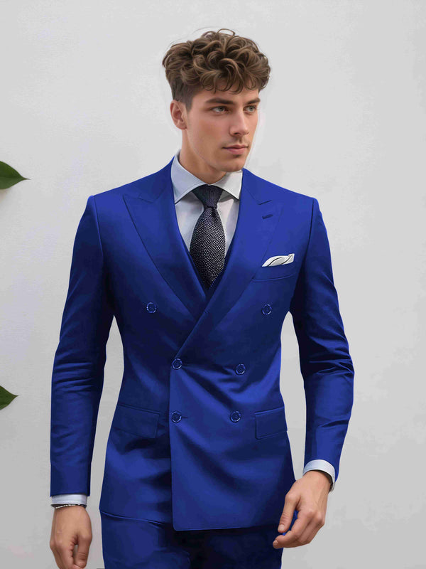 Royal Blue Men's Suits 2 Pieces Slim Fit Two Buttons Office Wear Sharp and Polished Appearance