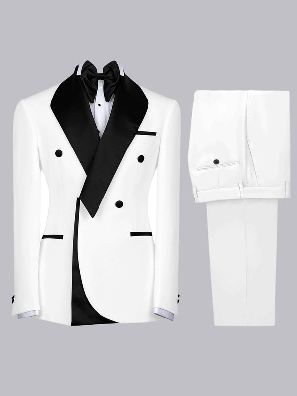 White Men's Suits 2 Pieces Modern Style Groom Outfit Elegant Style