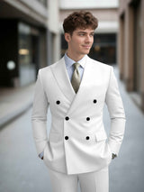 Men's Suits 2 Pieces Slim Fit Double Breasted Wedding Groom Outfit Elegant Formal Wear