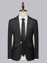 Men's Blazer Tailored Fit Piped Notch Lapel One Button Lightweight Casual Wedding Business Jacket