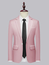 Men's Blazer Tailored Fit Piped Notch Lapel One Button Lightweight Casual Wedding Business Jacket