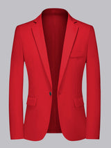 Men's Blazer Tailored Fit Notch Lapel One Button Business Wedding Jacket