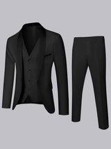 Men's Suit 3 Pieces Slim Fit Shawl Lapel One Button Formal Suit Set for Wedding Ceremony