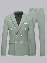 Men's Suit 2 Pieces Elegant Peak Lapel Double Breasted Business Formal Outfit Set
