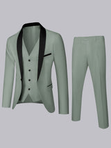 Men's Suit 3 Pieces Slim Fit Shawl Lapel One Button Formal Suit Set for Wedding Ceremony