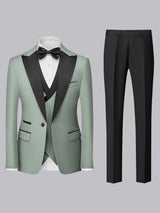 Men's Suit 3 Pieces Tailored Fit Peak Lapel One Button Formal Suit Set for Wedding & Special Occasions