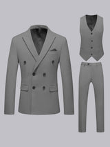 Men's Suit 3 Pieces Classic Fit Peak Lapel Double Breasted Formal Occasion Outfit Set