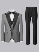 Men's Suit 3 Pieces Tailored Fit Peak Lapel One Button Formal Suit Set for Wedding & Special Occasions