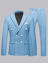 Men's Suit 2 Pieces Elegant Peak Lapel Double Breasted Business Formal Outfit Set