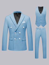 Men's Suit 3 Pieces Classic Fit Peak Lapel Double Breasted Formal Occasion Outfit Set
