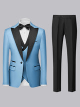 Men's Suit 3 Pieces Tailored Fit Peak Lapel One Button Formal Suit Set for Wedding & Special Occasions