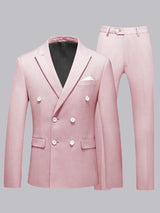 Men's Suit 2 Pieces Elegant Peak Lapel Double Breasted Business Formal Outfit Set
