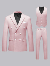 Men's Suit 3 Pieces Classic Fit Peak Lapel Double Breasted Formal Occasion Outfit Set