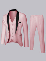 Men's Suit 3 Pieces Slim Fit Shawl Lapel One Button Formal Suit Set for Wedding Ceremony