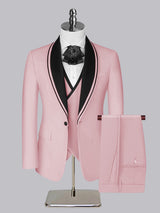 Men's Suit 3 Pieces Tailored Fit Shawl Lapel One Button Suit Set for Formal Occasion