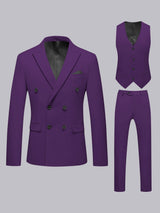Men's Suit 3 Pieces Classic Fit Peak Lapel Double Breasted Formal Occasion Outfit Set