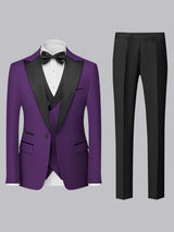 Men's Suit 3 Pieces Tailored Fit Peak Lapel One Button Formal Suit Set for Wedding & Special Occasions