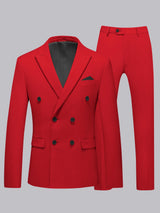 Men's Suit 2 Pieces Elegant Peak Lapel Double Breasted Business Formal Outfit Set
