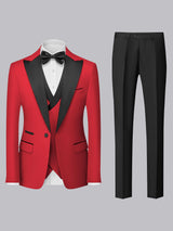 Men's Suit 3 Pieces Tailored Fit Peak Lapel One Button Formal Suit Set for Wedding & Special Occasions