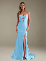 Free Shipping Mermaid Sweetheart Sleeveless Prom Dress Side Slit
