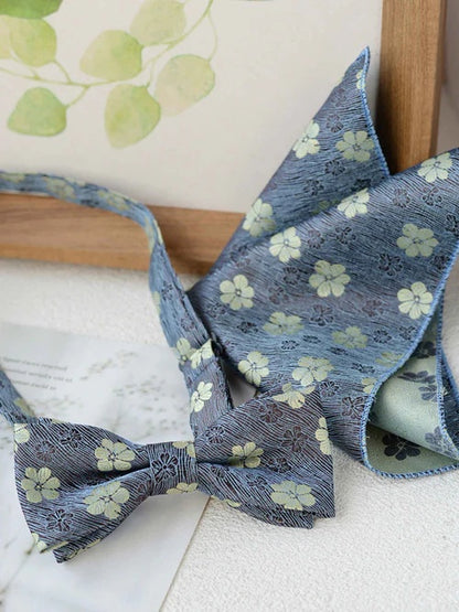 Modern Men’s Bow Tie and Pocket Square Set Elegant Formal Wedding Accessories