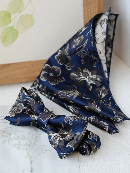 Modern Men’s Bow Tie and Pocket Square Set Elegant Formal Wedding Accessories