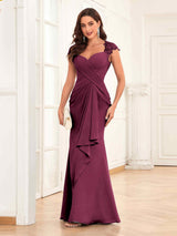 Modern Sheath Ruched Lace Chiffon Mother Of The Bride Groom Dresses