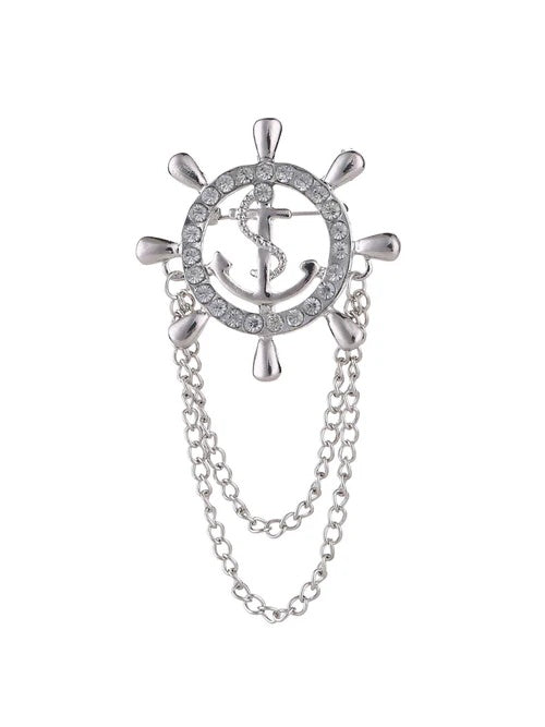 Modern Silver Men’s Brooch Lapel Pin Elegant Suit Accessory for Wedding & Formal Wear