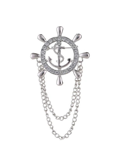 Modern Silver Men’s Brooch Lapel Pin Elegant Suit Accessory for Wedding & Formal Wear