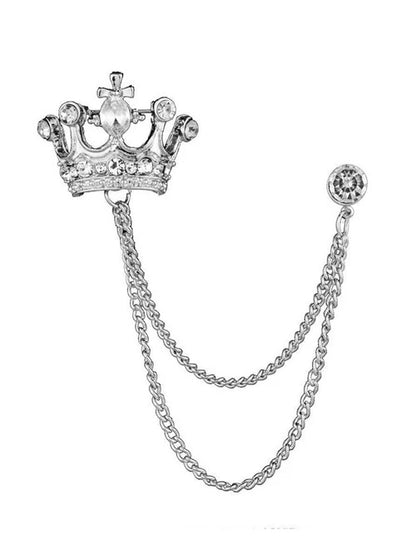 Modern Silver Men’s Brooch Lapel Pin Elegant Suit Accessory for Wedding & Formal Wear