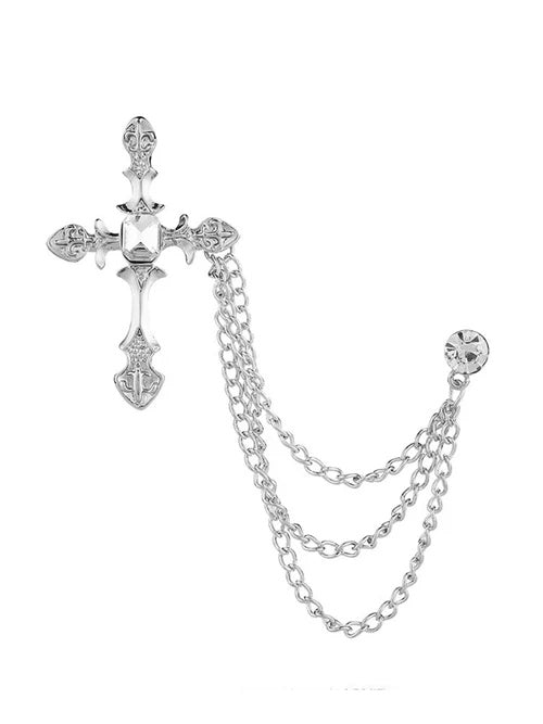 Modern Silver Men’s Brooch Lapel Pin Elegant Suit Accessory for Wedding & Formal Wear