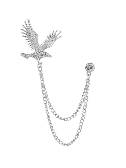Modern Silver Men’s Brooch Lapel Pin Elegant Suit Accessory for Wedding & Formal Wear