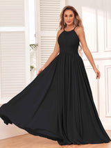 Modest Spaghetti Straps Halter  Chiffon Bridesmaid Dresses