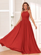 Modest Spaghetti Straps Halter  Chiffon Bridesmaid Dresses