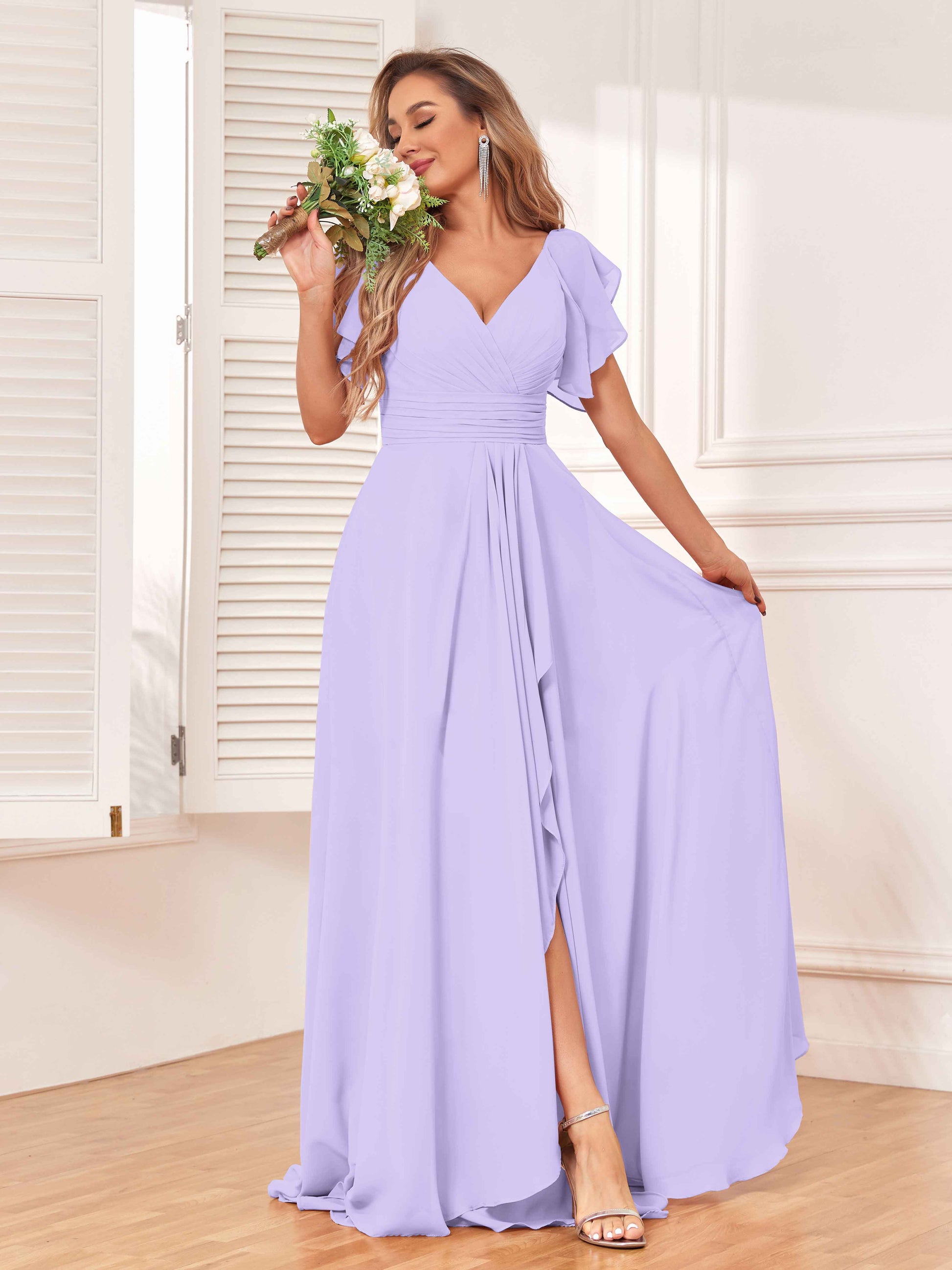 mauve modest bridesmaid dresses Modest Mauve Bridesmaid Dress