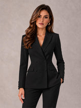 Notch Lapel Double Breasted Women's Blazer