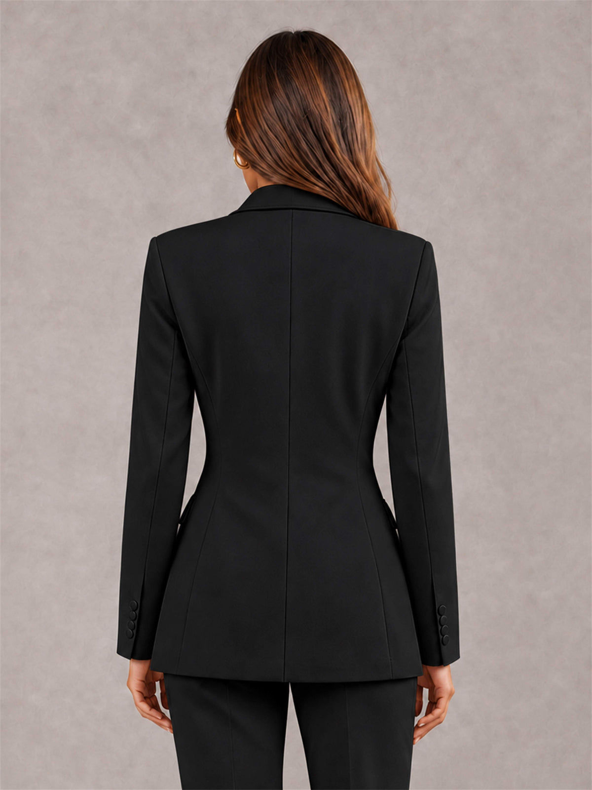 Black Notch Lapel Double Breasted Women's Blazer