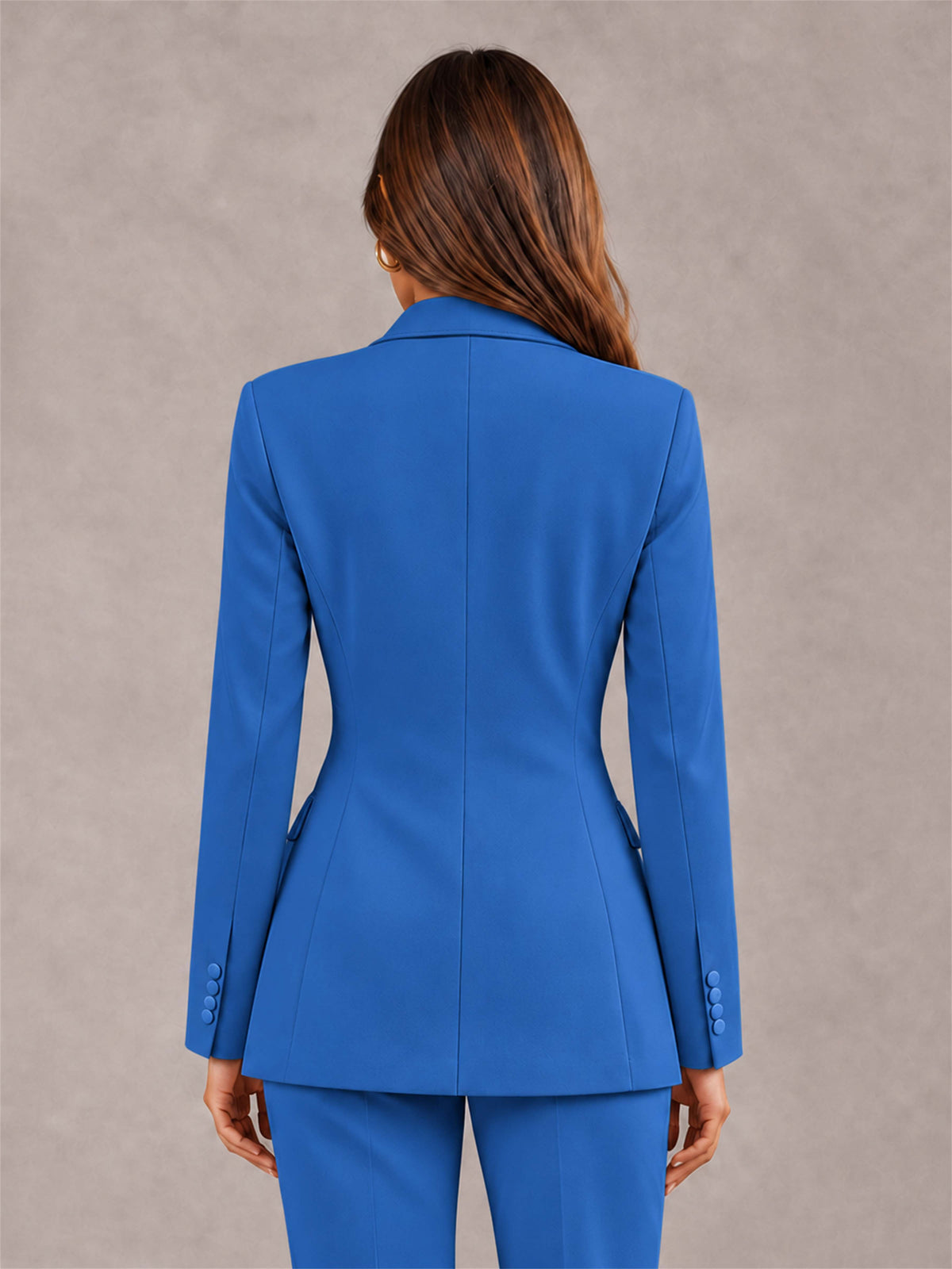 Blue Notch Lapel Double Breasted Women's Blazer