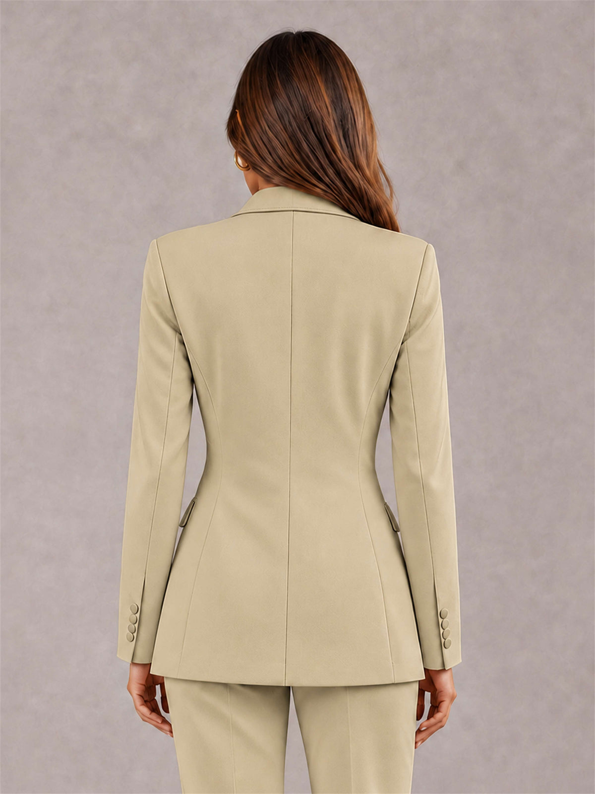 Champagne Notch Lapel Double Breasted Women's Blazer