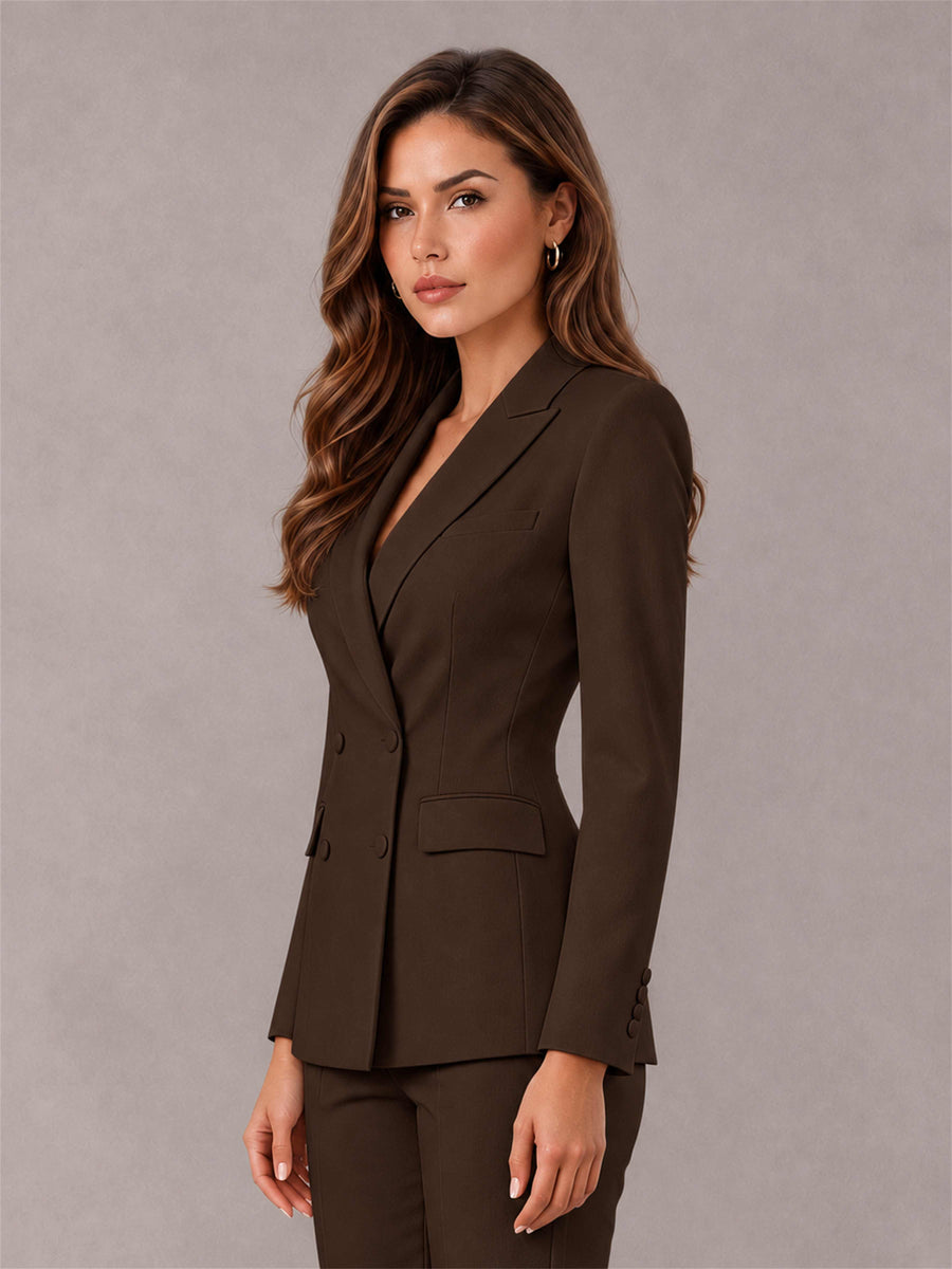 Chocolate Notch Lapel Double Breasted Women's Blazer