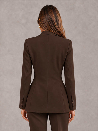Chocolate Notch Lapel Double Breasted Women's Blazer