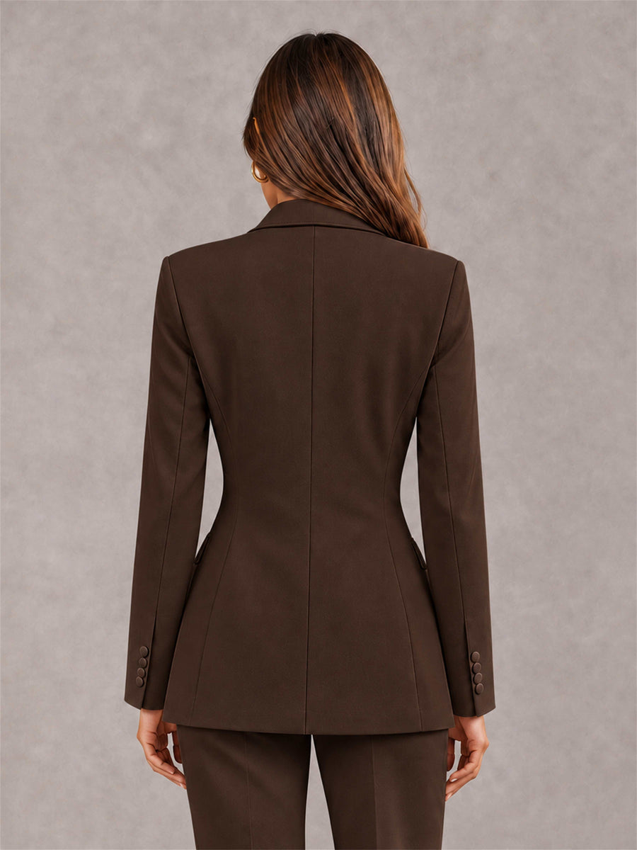 Chocolate Notch Lapel Double Breasted Women's Blazer
