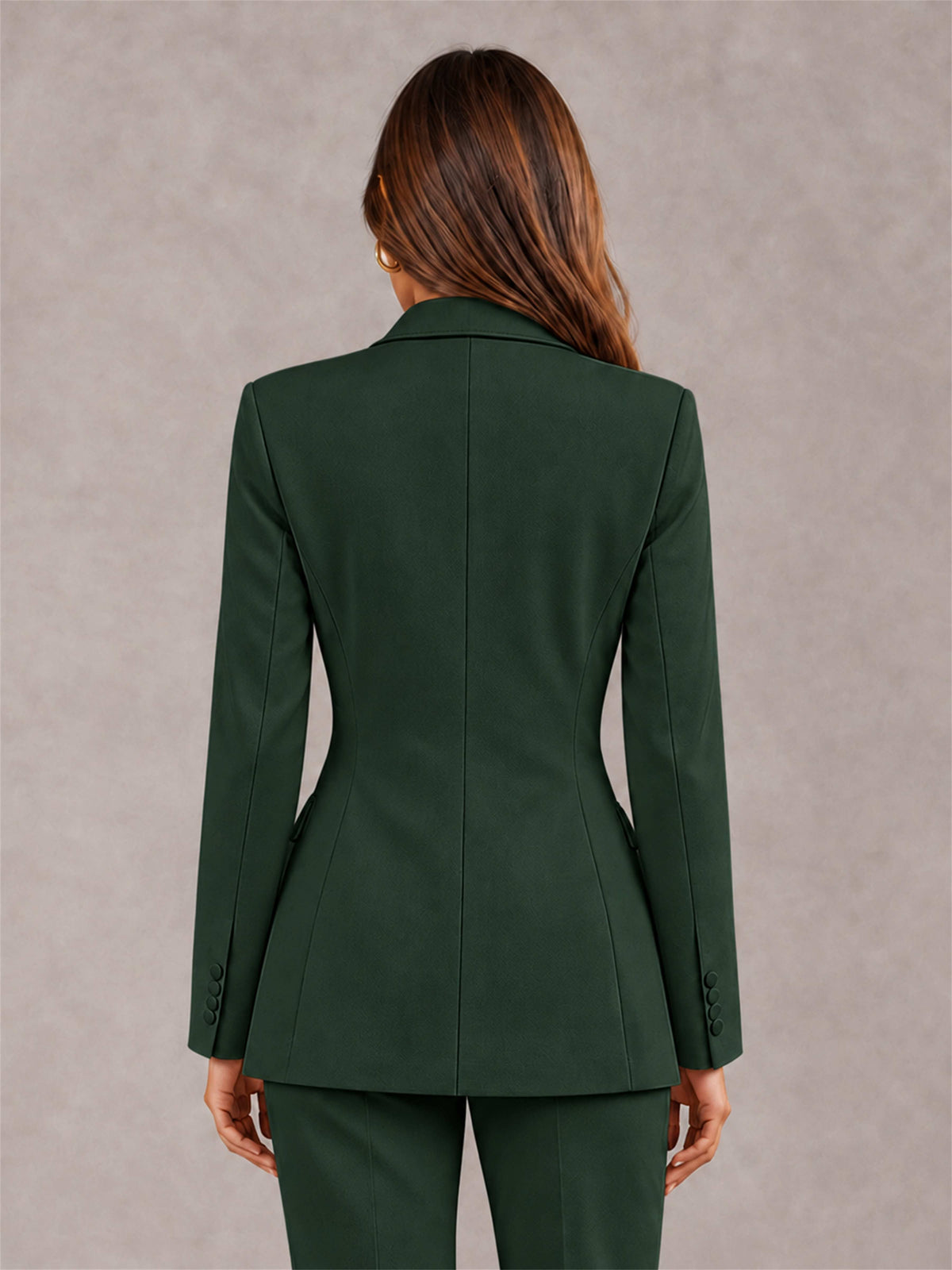 Dark Green Notch Lapel Double Breasted Women's Blazer